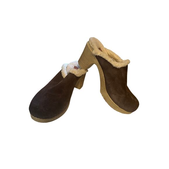 BOS & Co Noch Clog Brown Suede Cream Wool Lining Women’s EU 39 / US 8-8.5 - Picture 4 of 5